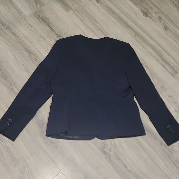 Navy Karl Lagerfeld Ruffle Lined Button Blazer - Picture 8 of 8